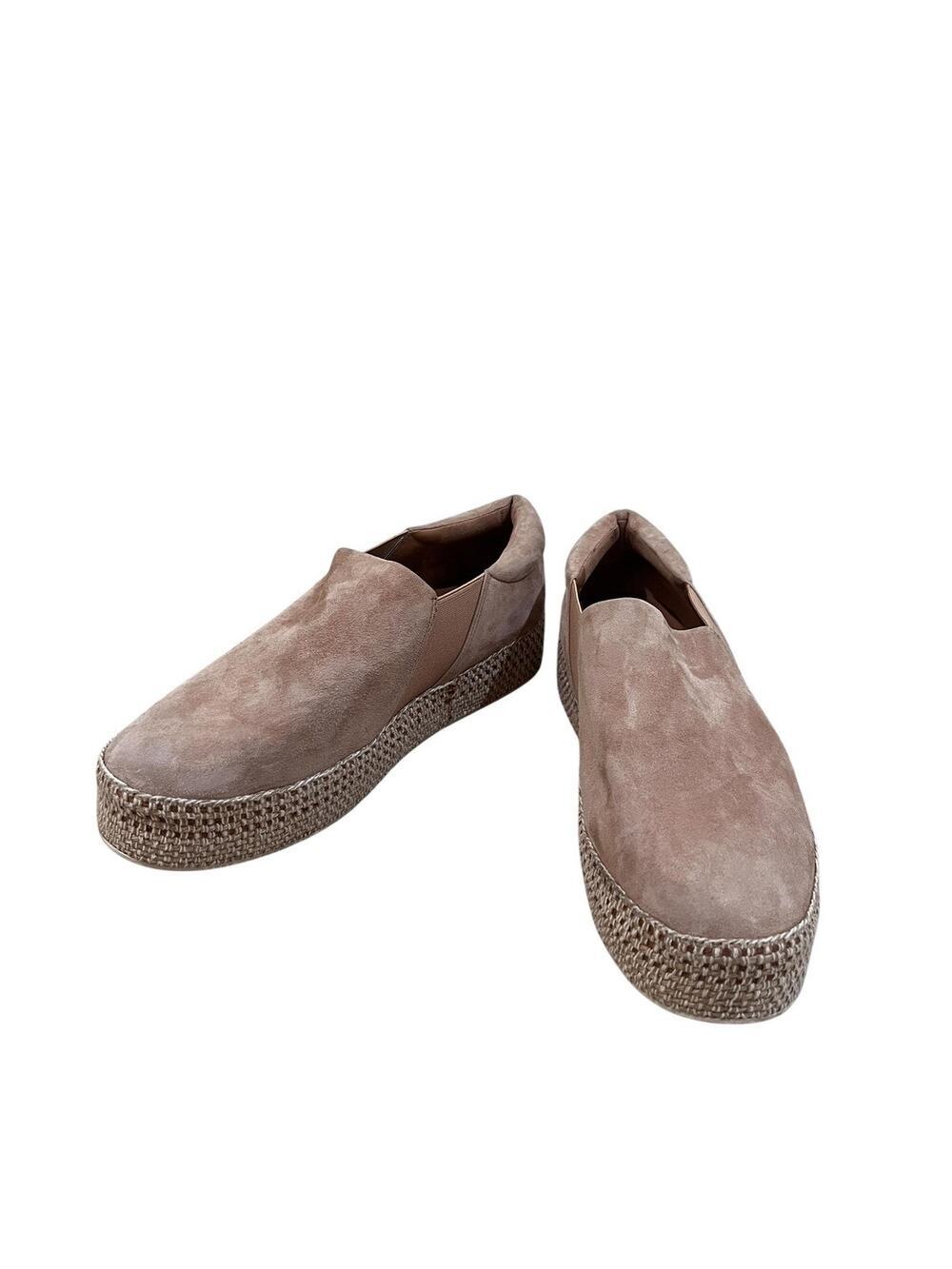 Vince Shoes Womens Size 9 Beige Suede Platform Slip On Flats Espadrille